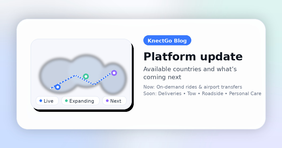 Map graphic showing KnectGo availability and upcoming expansion countries.